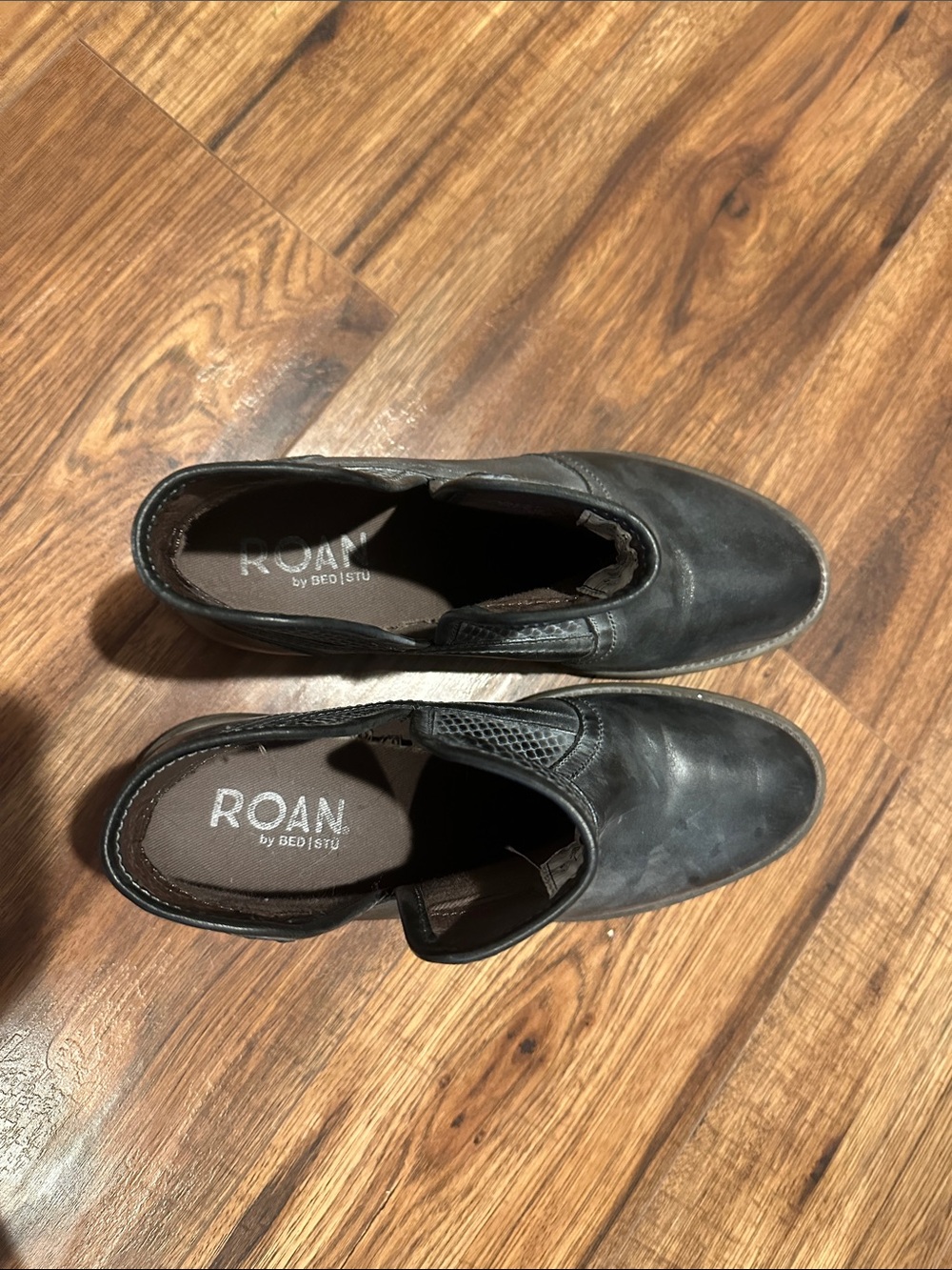 ROAN Leather Slip-On Ankle Booties in Black